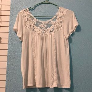 lace detail white blouse